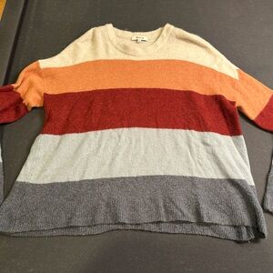 Madewell Colorblock Sweater in Cream and Orange